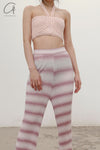 SWAYING/KNIT Crochet Halter Tube Top SW22SST60 Light Pink PS43